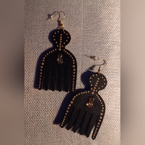 Afrocentric afro pick earrings - Picture 2 of 2